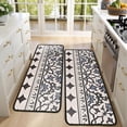 thumbnail image 4 of Kitchen Rugs Sets Of 2,Blue Geometric Flower Diamond Pattern Anti Fatigue Kitchen Mat Rugs Non Slip Washable,Decorative Kitchen Floor Mats for Kitchen,Sink,Laundry,17"x47"+17"x47", 4 of 5