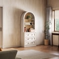 thumbnail image 3 of CHIC HOUSE 77" Arched Storage Cabinet with Hutch, Kitchen Pantry Cabinet with Drawers & Shelves, Bookcase Storage Cabinet, Buffet Sideboard Coffee Bar Cabinet for Living Room, White, 3 of 14