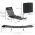 thumbnail image 3 of Outsunny Chaise Longue d'Extérieur, Chaise Pliante Inclinable, 2 Pcs, Noir, 3 of 10