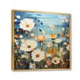 thumbnail image 2 of Designart "White Blue Seasonal Flowers landscape Pointillism I" Floral Floater Framed Wall Art Living Room, 2 of 7