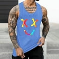 thumbnail image 2 of UVEASISHA Cool Tank Tops for Men Smiley Face Print Sleeveless Funny Shirts Hipster Stylish Gym Workout Shirt Summer Casual Athletic Fitness Tanks Blue 3XL, 2 of 6