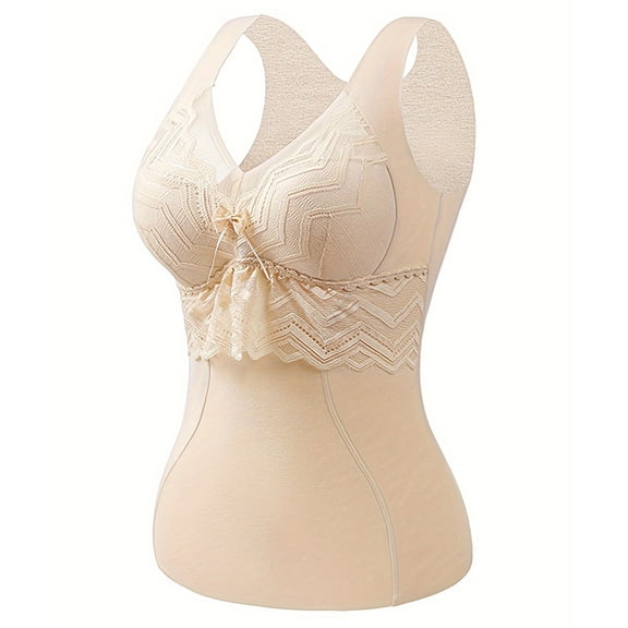 Thermal Tank Tops Women Underwear Tops Sleeveless Undershirt for Women Cotton Camisole Warm Base Layer Beige L