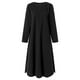 thumbnail image 4 of Gibobby Vestido de manga larga Falda larga de encaje de punto para mujer con vestido informal con sudadera de forro polar(Negro,M), 4 of 5