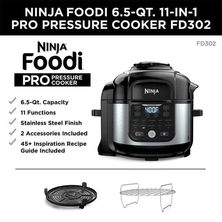 Ninja FD302 Foodi 11-in-1 Pro 6.5 qt. Pressure Cooker & Air Fryer That Steams