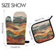 thumbnail image 2 of Yayeee Oven Mitts and Pot Holder Set of 2 Heat Resistant Kitchen Gloves Baking Hot Pad, Abstract Wavy Landscape, 2 of 5