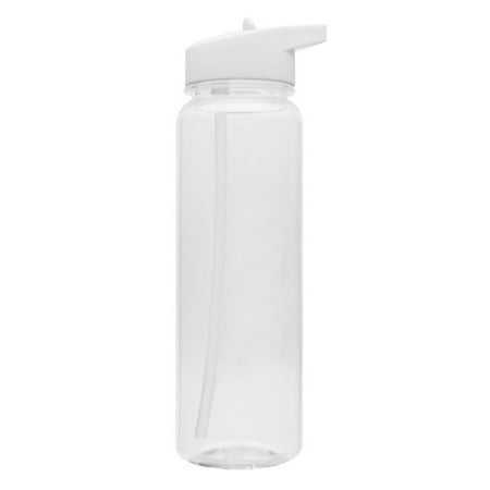 

750ML PS Sports Water Bottle with Straw Top Lid Portable Leakproof Drink Mug