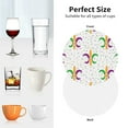 thumbnail image 6 of Honeii Mardi Gras Carnival1 print Leather Coaster Set of 4, ideal for safeguarding your furniture from drinks spills and effortless cleanup-Round Shape, 6 of 6