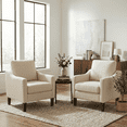 thumbnail image 6 of Modern Accent Chairs Set of 2, Polyester Upholstered Single Chairs with Wood Legs, Reading Armchairs for Living Room, Bedroom, Office,Beige, 6 of 11