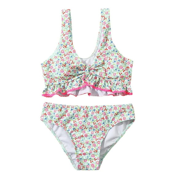 RMGVDSD Girls Swimsuits 2 Piece Set Sleeveless Fruit Print Bikini Swimsuit Beach Bathing Suit Summer Vacation Swimwear Cute Swimwear For Girl