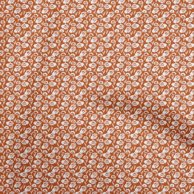oneOone Polyester Spandex Orange Fabric Floral Silhouette Sewing Craft Projects Fabric Prints By Yard 56 Inch Wide