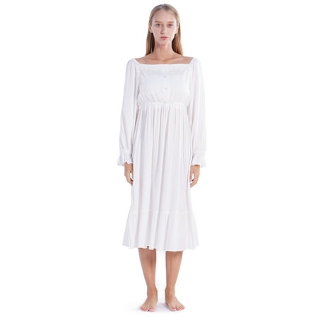 

WBQ Cotton Victorian Princess Style Nightgown for Ladies Womens Long Sleeve Vintage Palace Sleepwear