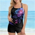 thumbnail image 2 of QQAMB Tankini Swimsuits Two Piece Tummy Control Bathing Suits Blouson Swim Tank Top with Boy Shorts Multicolor S, 2 of 7