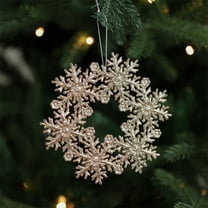 EWASWON Gold Glitter Snowflake Ornament, Shatterproof Christmas Tree Decoration, Festive Holiday Hanging Decor for Xmas Tree, Home Decor