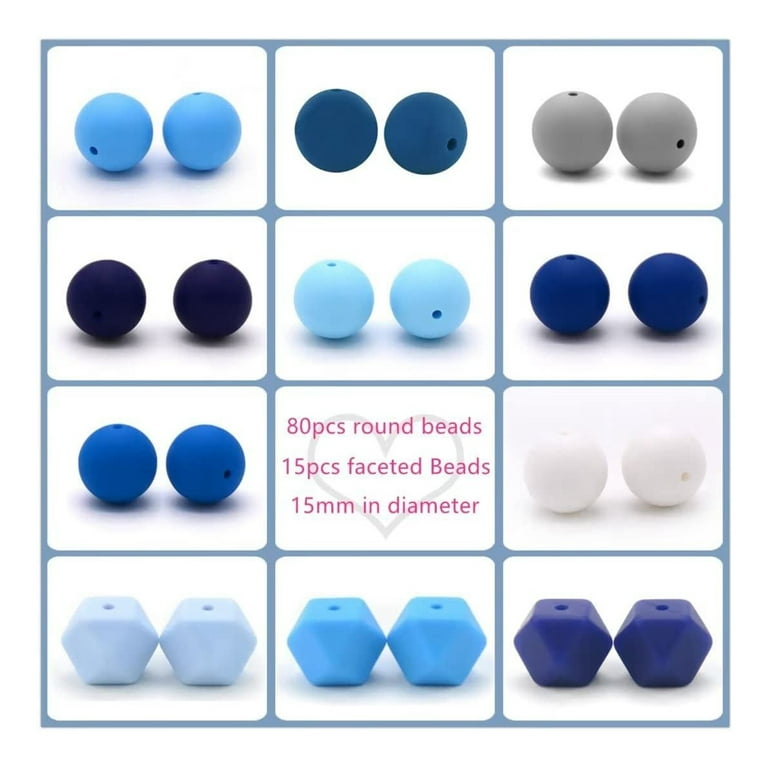 1 x Round Silicone Teething Bead 12mm - sky blue