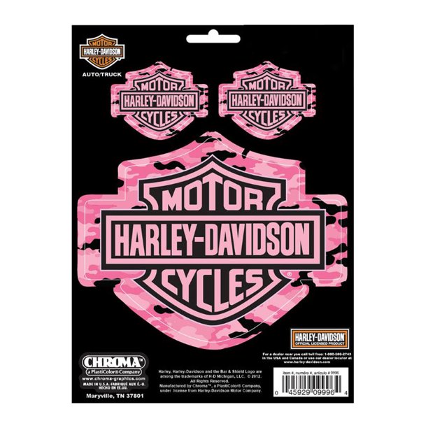 HarleyDavidson Pink Camo B&S StickOnz 6 x 8 in Decal 3pc Decals