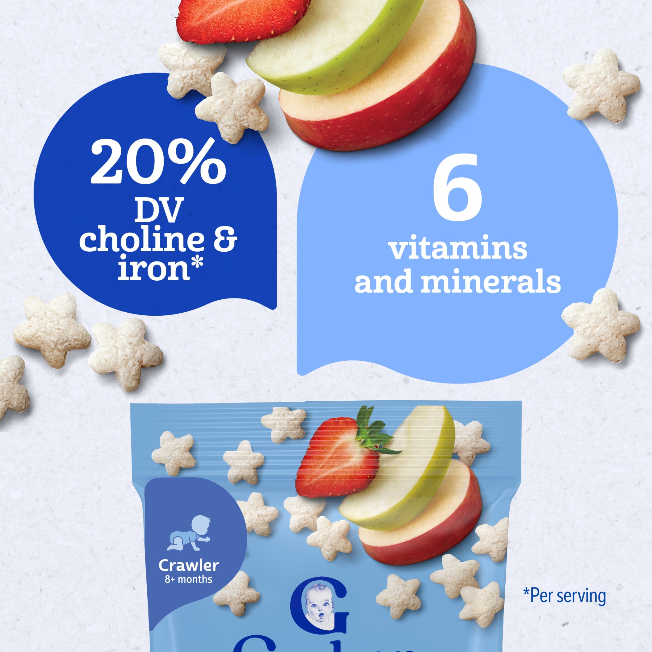 Gerber Stage 3 Baby Snacks, Strawberry Apple Puffs, Grain Snack, Baby Led Feeding 0.5 oz