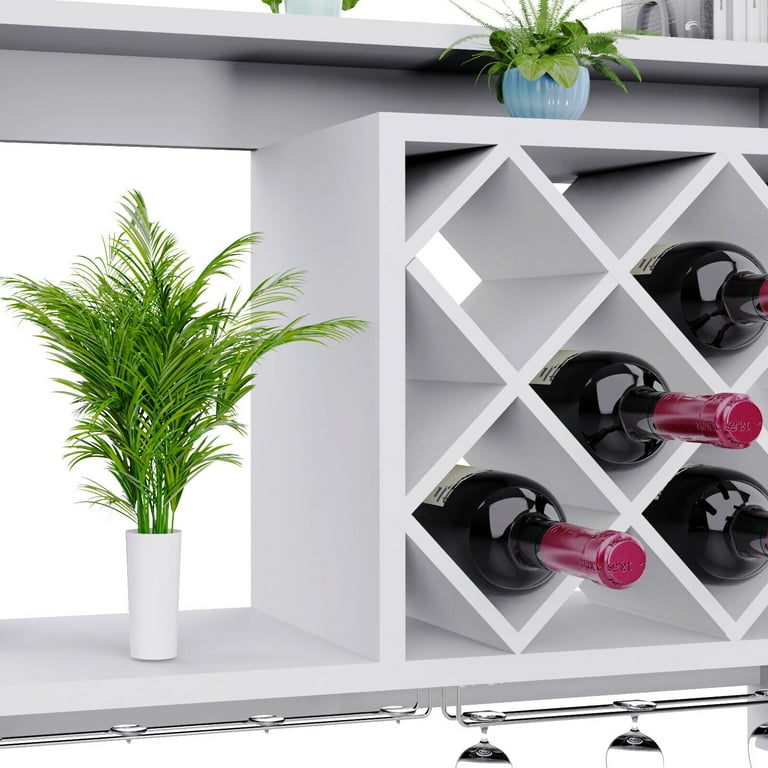 Modern Wall Mount Wine Rack Wooden Wine Holder Glass Holder Kitchen Cabinet Book Shelves Multifunctional Storage Shelf
