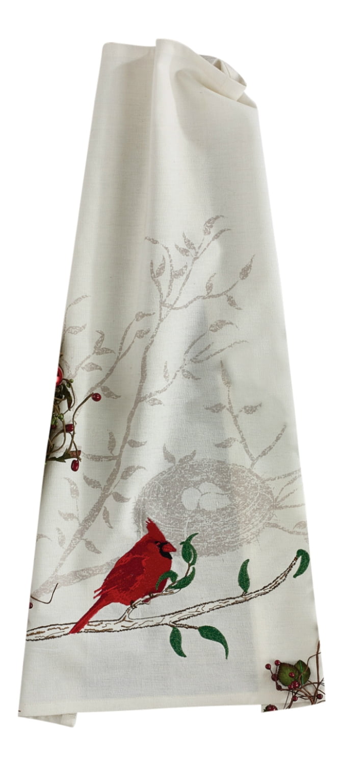 kitchen scarf Tan towel with Christmas Cardinals themed fabric kitchen Towel