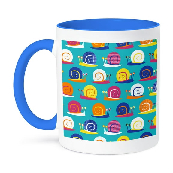 3dRose, Snail Party Pattern, 11oz Two-Tone Blue Mug