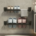 thumbnail image 5 of Japceit Wall Mounted Slipper Rack, No Punch Bathroom Shoe Organizer with Drains Feature, Over Door Storage Rack for Shower Room Home Entryway, 5 of 6