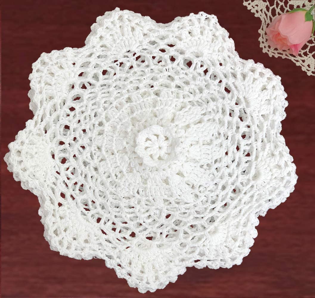 6PCS 6" Round Ecru Beige Cotton Crochet Lace Doily FREE S&H 
