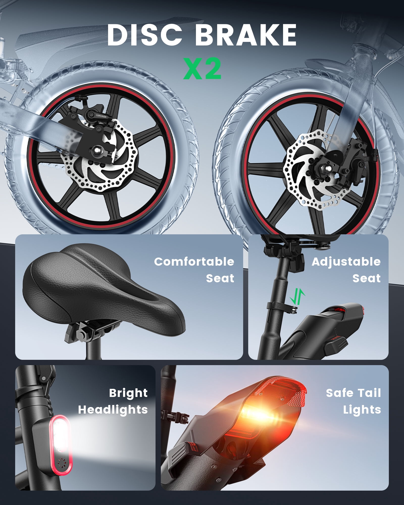 MIHOVER 14" Folding Electric Bike for Adults, 700W Peak Motor with 36V/7.8Ah Battery, LED Display & Free Phone Holder & Steel Cable Lock,18.6 MPH Commuter City Ebike, UL2849-White