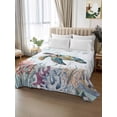 thumbnail image 3 of Full Size Flat Sheet Only, Sea Turtle Coastal Soft Brushed Microfiber Bed Sheets, Summer Beach Coral Ocean Seaweed Hotel Quality Breathable Bedding Top Sheet, Easy Care, 66"x102", 3 of 9