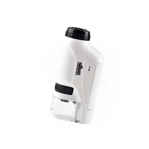Bewildely ABS Kids Microscope Handheld 60x-120x Reemplazo esclarecedor Microscopios alimentados por Juguete Regalo de cumpleaños Juguetes Educativos Blanco