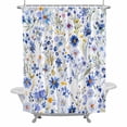 thumbnail image 2 of Blue Daisy Shower Curtain for Bathroom Decor, Farmhouse Flowers Floral Waterproof Fabric Shower Curtain, 36"x72" Set with 12 Hooks, 2 of 9