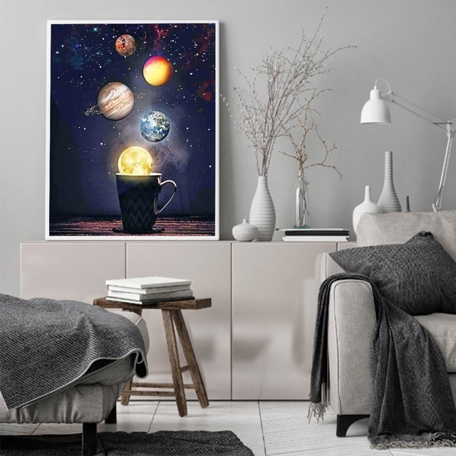 Cuadros Decorativos Cup Planet cuadro sin marco pintura al óleo por números cuadro pintado a mano para el hogar Ndcxsfigh Nuevos Originales