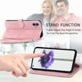 thumbnail image 6 of Feishell Case for Nothing Phone 1, Embossed Card Slots Retro Leather Wallet Shockproof Flip Cover with Hand Strap Card Slots Zipper Pocket Kickstand Handbag Magnetic Closure, Pink, 6 of 7