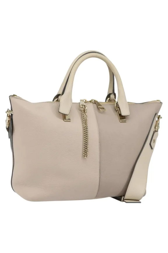 Pre-Owned Chloe Bicolor Baylee Satchel Leather Gray Leather Tote Bag Bag