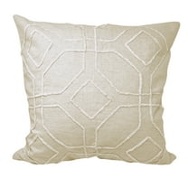 natural tone on tone geometric pillow with hand applied details 18x18”