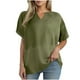 thumbnail image 3 of Pantalones deportivos para mujer,Camiseta de manga corta de punto gofre con cuello en V para mujer, blusa informal holgada, poliéster, ideal para el hogar y el trabajo, sopatenor, 3 of 9