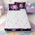thumbnail image 4 of Manfei Ocean-Themed Axolotl Zipper Twin Comforter Sets with Fitted Sheet and 2 Pillowcases,Watercolor Animals Pattern Zipper Bedding Set,Colorful Stars Reversible,4pcs, 4 of 7