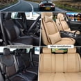 thumbnail image 5 of Car Seat Cover for Kia Optima 2002-2020: Car Seat Covers Full Set Waterproof Faux Leather Seat Cover Cushion Protector (Beige), 5 of 7