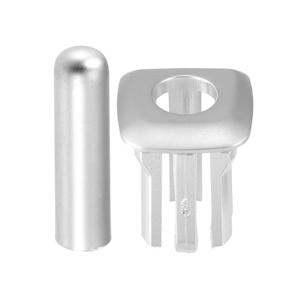 1 Set No.51211805643/51216754240 Puerta de bloqueo varilla perilla y tapa de botón de bloqueo para BMW 328i tono plateado