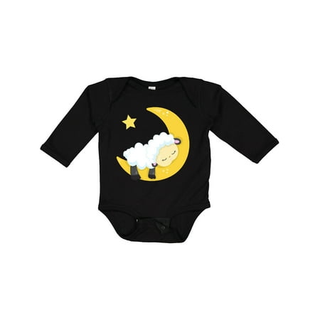 

Inktastic Cute Sheep Sleeping Sheep Moon Stars Sleepy Gift Baby Boy or Baby Girl Long Sleeve Bodysuit