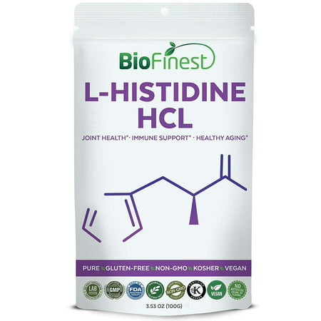 Biofinest L-Histidine HCL Powder 500mg - Pure Gluten-Free Non-GMO Kosher Vegan Friendly - Supplement for Healthy Aging, Kidney, Joints, Digestion, Immune Support