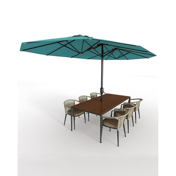 13ft Large Patio Umbrella, Outdoor Double-Sided Rectangle Market Umbrella Outside Umbrellas for Poolside Lawn Backyard