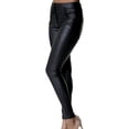 thumbnail image 2 of HLSOHJP Women's Black Stretch Jeans Button Closure Zipper Up High Waisted PU Biker Slim Trousers Faux Leather Skinny Pants, 2 of 6