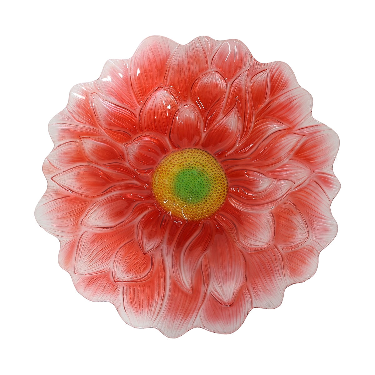 Briarwood Lane Everyday Glass Birdbath Including Metal Stand Red Daisy Birdbath