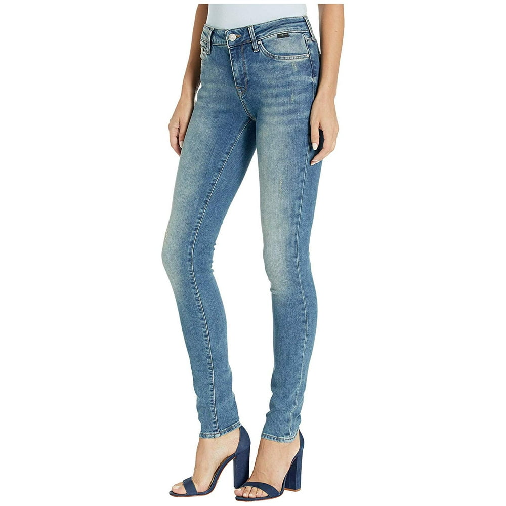 Mavi Jeans Adriana Mid-Rise Super Skinny in Mid Distressed Vintage Mid ...