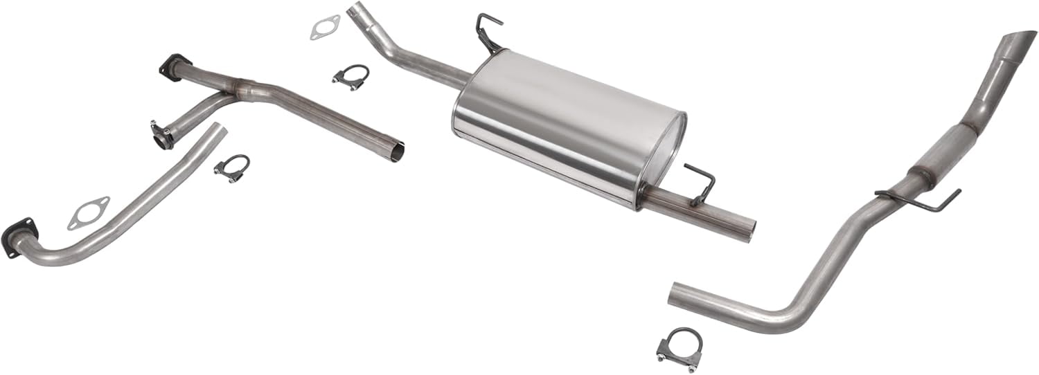 Kojem Exhaust System Assembly for 2007-2019 Nissan Frontier 4.0L Crew Cab Pick Up 73.3 Bed with 139.9 Wheelbase 409 Stainless Steel Silvery
