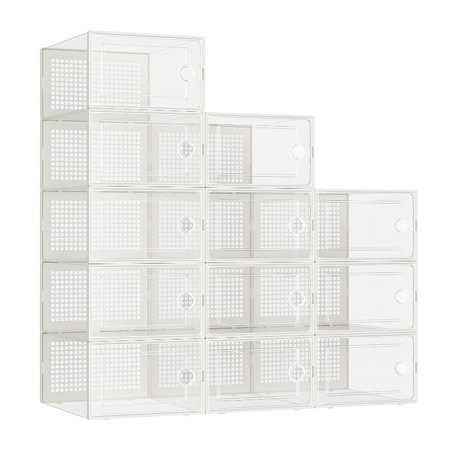 Storage Boxes Shoe Organizers. Clear Stackable Shoe Boxes For Closets. Space-Saving Foldable Shoe Rack.