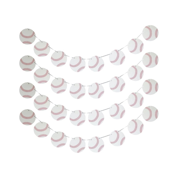 4-Piece Sports Theme Party Banner Set - Football, Baseball, Soccer, Basketball Decorations for Super Bowl, Game Day & Birthday Celebrations - Hanging Garland for Wall & Table Decor
