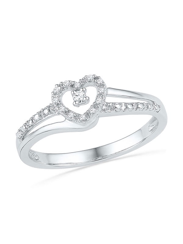 Black Diamond Heart 10K White Gold Ring .34-ct love promise engagement wedding