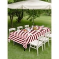 thumbnail image 4 of Outdoor Tablecloths with Umbrella Hole & Zipper, Thin Red Striped 60 x102 Inch Rectangle Tablecloths, Farmhouse Modern Red Stripes Waterproof Table Cloth, Patio/Pool/Picnic Table Covers, 4 of 8