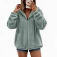 thumbnail image 3 of Luvrsol Womens Winter Coat Hooded Fleece Teddy Jacket Drawstring Relaxed Fit Warm Sherpa Coat, Gray S-3XL, 3 of 9