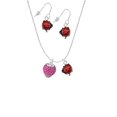 thumbnail image 2 of Delight Jewelry Silvertone Hot Pink Crystal Sparkle Spinner Red Lucky Ladybug Necklace and Dangle Earrings Set, 2 of 6